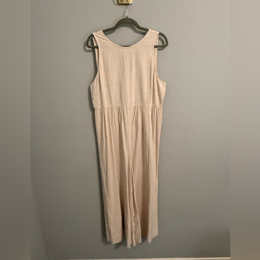 LOFT Sleeveless Beige Wide Leg Jumpsuit M